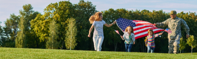 military family with flag